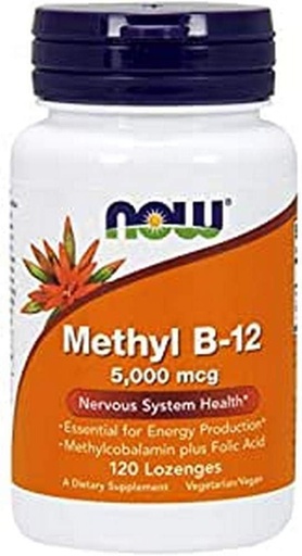 [BRSWIEDZDIEA4HA3] NOW Foods Metil B12 - Metilkobalamin Plus Folna kislina - 5000 MCG (120 Lozenges)
