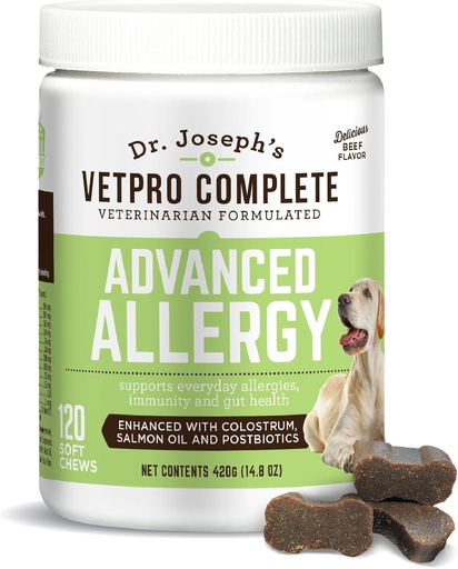 [BRSW2C37OYJWYG32] VetPro Advanced Allergy and Itch Support for Dogs - Supports Seasonal Allergies, Itchy Skin, & Immunity - Enhanced with Salmon Oil, Probiotics & Colostrum for Allergies, Immune Support, & Gut Health
