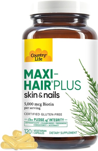 [BRSWIZIBCQBR2DTM] Viaţa de ţară, Maxi-Hair Plus Biotin, Susţine părul sănătos, piele şi unghii, Supliment zilnic, 120 ct