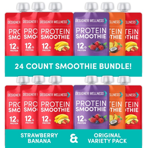 [BRSRMCYBBZ6QKYDP] Designer Wellness Protein Smoothies Variety Pack and Strawberry Banana Bundle