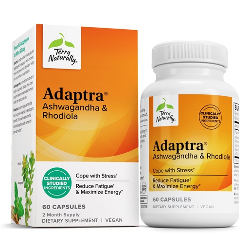 [BRSWIYYOONYRUEAZ] Terry Naturally Adaptra - Supplement to Support Adrenal Health - Ashwagandha Supplement with Rhodiola Rosea Extract - Herbal Supplement to Support Energy & Concentration - 60 Capsules