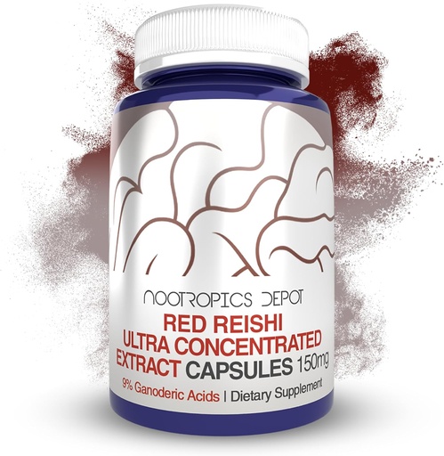 [BRSRAGA3CEBAKCT7] Nootropics Depot Red Reishi Mushroom Capsules | 9% Ganoderic Acids | 150mg | 180 Count