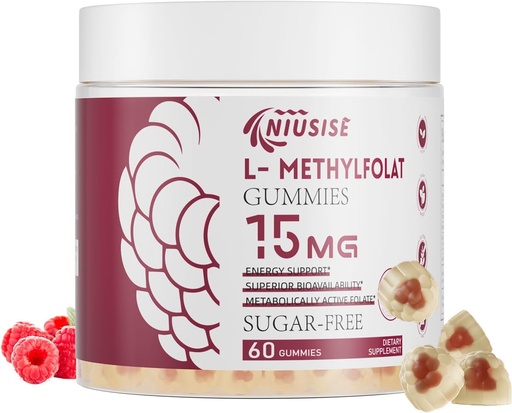 [BRSRAZQLO4IBMALL] L-Methylfolate 15mg Gummies for Adult, Sugar Free Gummies Help Improve Energy, Brain Function - Active Folic Acid & Vitamin B12 Supplement for Immune Support, Non-GMO, Gluten Free