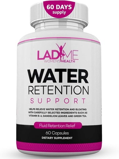 [BRSWGGQKB4BAAAY4] Water Retention Pills for Women Bloating Relief with Vitamin B6, Dandelion & Green Tea Natural Diuretic for Water Draining, Bloating & Swelling Detox Capsules - 60 Caps (2 Months Supply) - by LadyMe