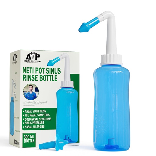 [BRSROEIKOYPAACDB] Neti Pot Sinus Rinse Bottle for Natural Sinus Relief - Nose Wash Cleaner Pressure Rinse for Adult & Kid - Nasal Irrigation System by Abraham The Pharmacist