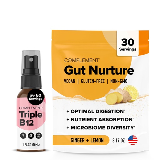[BRSRAHD3DIMQIDQ2] Complement Triple B12 Spray & Gut Nutrition Bundle – Comprehensive Vegan B12 Supplementation and Digestive Health Support