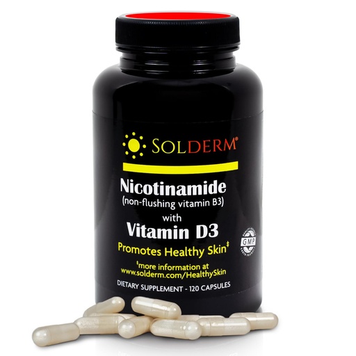 [BRSWECQZOQMGOG3J] Nicotinamide Non-Flushing Vitamin B3 and D3 Supplement | Vegetarian and Gluten-Free Oral Nicotinamide Supplement with Vegetable Cellulose Casings | Promotes Healthy Skin | 60 Capsules | 500mg