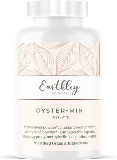 [BRSW2ZY7OYBW2YDH] Earthley Wellness, Oyster-Min Capsules, Natural Zinc & Mineral Supplement, Promotes Energy & Mood, Rich in Antioxidants & Amino Acids, 100% Pure & Bioavailable (60 Capsules)
