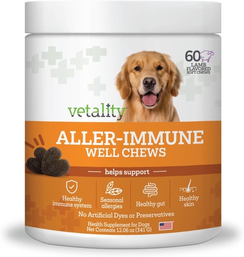 [BRSWGAT7CAPBAELZ] Vetality Aller-Immune Skin & Coat Well Chews for Dogs 60 ct