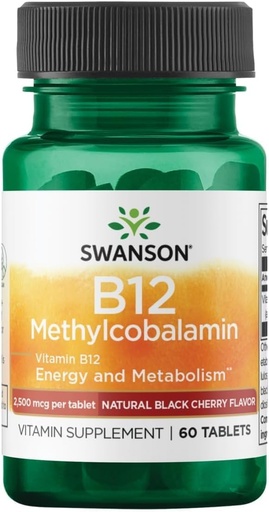 [BRSWIED4AEAB6FTK] Swanson Methylcobalamin Vitamin B-12, 2.5 mg, 60 Tablets | High-Absorption Methylcobalamin Supporting Energy Metabolism, Essential for a Healthy Nervous System and Red Blood Cells