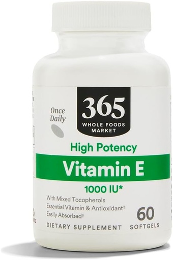 [BRSWGYIOABYRSHQU] 365 by Whole Foods Market, Vitamin E 1000 IU, 60 Count