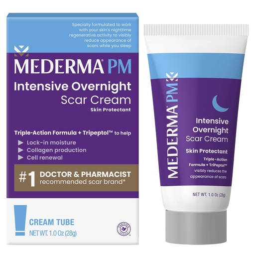 [BRSWYAI2O4OR4YDO] Mederma PM Intensive Overnight Scar Cream, Works with Skin's Nighttime Regenerative Activity, Clinically Shown to Make Scars Smaller and Less Visible, 1.0 Oz (28g)