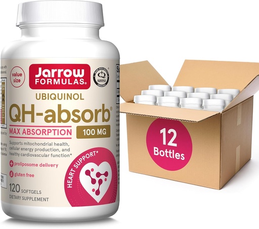 [BRSRMAIOOIMBMCLZ] Jarrow Formulas QH-Absorb, 100 mg, Ubiquinol Dietary Supplement for Healthy Cardiovascular Function, 120 Softgels, 120 Day Supply,12 Packs