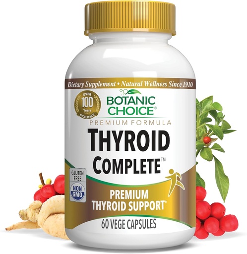 [BRSWYYI7OR6B6HI7] הבחירה הבוטנית Thyroid Complete - Support Now with Ashwagandha, Schisandra Chinensis, Iodine - עבור האנרגיה Thyroid, שיער, בריאות, בריאות הלב, תמיכה הורמונלית (60 Vege Caps)