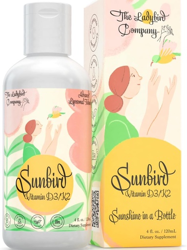 [BRSROYI6PN5QGHL4] Sunbird Liposomique Vitamine liquide D pour les femmes - Vitamine D3 et K2 premium pour la ménopause, la fertilité, la grossesse et la santé des os - Sans sucre, végétarien, sublingual Vitamine liquide D3 avec K2, Fabriqué aux États-Unis