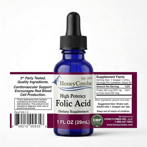 [BRSWIYTYBIOQCCTC] Vitamin B9 (Folic Acid) Drops – B Vitamin Liquid Folate Drops to Support Blood Cells, Brain Function & Liver – Liquid Vitamins for Pregnancy – Alcohol-Free, Gluten Free Folic Acid Supplement, 1 Fl Oz.