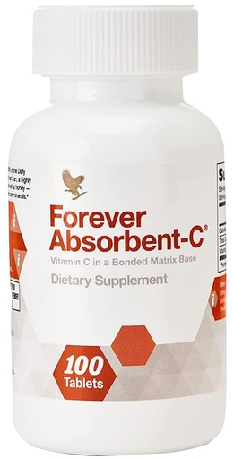 [BRSWIFIEAF7WIHTC] Forever Living - Absorbent-C, Orange and Honey Flavor, Vitamin C Supplement with Oat Bran, Immune Support, Skin Health, 1 Bottle (100 Tablets)