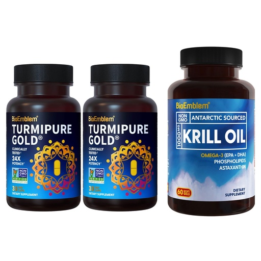 [BRSRMHDROYMQACDF] BioEmblem Turmeric Curcumin with Clinically Studied TurmiPure Antarctic Krill Oil Supplement