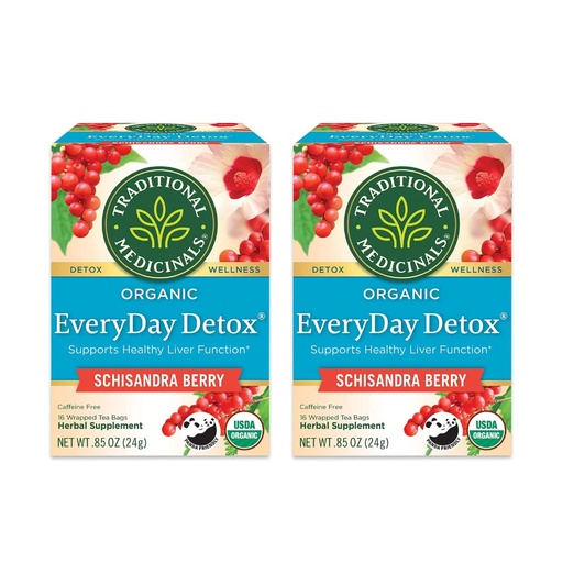 [BRSWGHT4DIOQGAIZ] Medicinales tradicionales Orgánica Cada día Detox Schisandra Berry Herbal Tea, apoya la función saludable del hígado (16 Conde (Pack of 2))