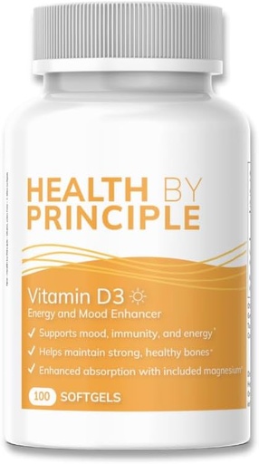 [BRSWGCT3C4CGCCYV] Vitamina D3 - para Immune Support, Bone Health, Cognitive Support - Natural, Organic, Non-GMO, Gluten Free - 100 Softgels