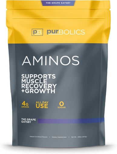 [BRSW2ZYNOIGWKH3Z] Purbolics Aminos ® 4g av Free-Form Aminosyrer, Beta-Alanin, 0 Sukker og 60 Serveringer (Grape Gatsby)