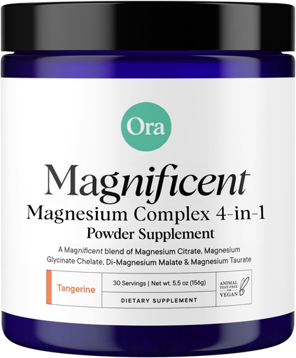 [BRSRAHY2BB6W2HQ3] Ora Organic Magnesium Complex Powder Supplement - 4-in-1 Magnesium: Glycinate, Taurate, Malate & Citrate 