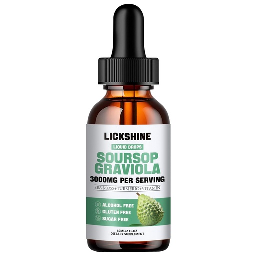 [BRSRA2QLOIIAEEYU] 1 Packs 3000MG Soursop Graviola Liquid Drop for cell Support &Regeneration, lmmune, Gut, Antioxidant, Mood, Relax, Liver and Sleep Zzz - Soursop Graviola Leaf Extract, Sea Moss, Turmeric - 2Fl Oz
