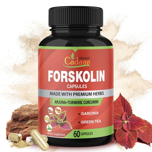 [BRSWYEDYBMNQEHL6] Forskolin Supplements Capsules with Turmeric Curcumin, Arjuna, Garcinia Cambogia, Green Tea - 60 Capsules