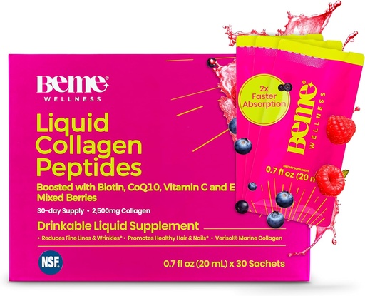 [BRSROBT5BAHBY3LL] BeMe Liquid Collagen für Damen - 2500mg Verisol hydrolysiert Marine Liquid Collagen - Klinisch getestet Collagen Supplements - schnelle Absorption, hohe Bioverfügbarkeit - Unterstützt Haut, Haar & Nails
