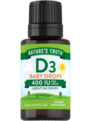 [BRSWGCTYOBYG2A3G] Nature's Truth Vitamin D Drops for Infants | 400 IU | 9.2 mL | D3 for Kids | Vegetarian, Non-GMO & Gluten Free Supplement