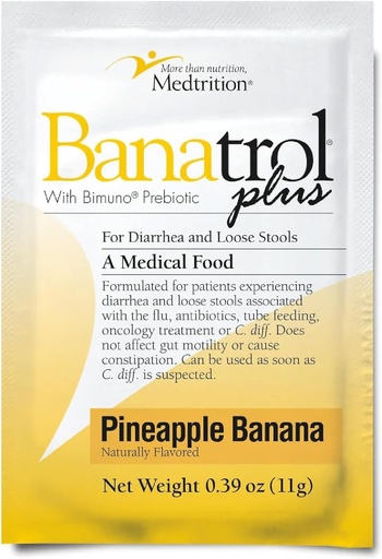 [BRSWGYYBCMPWC3T5] Banatrol® Natural Anti-Diarrheal with Prebiotics, Relief from Chronic Diarrhea, IBS, Recurring Diarrhea, Clinically Supported Medical Food, Non-Constipating, 25 Servings (Pineapple)
