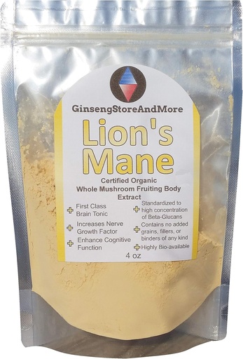 [BRSWGHY5O4CG2DT5] 4oz Organic Lion's Mane Mushroom Extracted From Real Mushroom Fruiting Bodies from Nammex | >35% Beta-Glucans | Hericium erinaceus | β-Glucan Energy, Mental Health, Immune System, Nerve Growth Facor