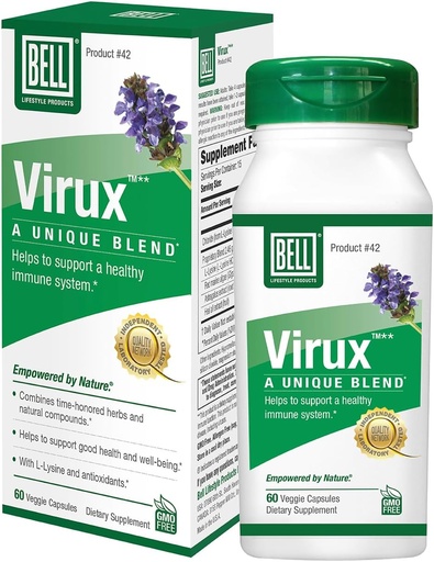 [BRSWYZD4OYDREYL3] Bell ViruxTM L Lysine and Red Marine - Mistura de ervas naturais, Suplemento único para aumentar o sistema imunológico - Lysine 1000mg Cápsulas