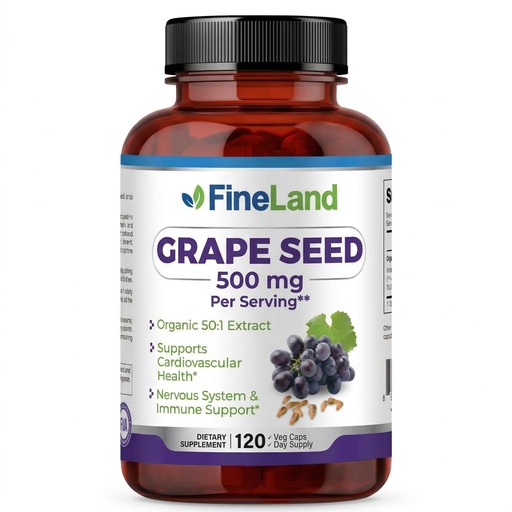 [BRSRAGACOF5BSEIY] FineLand Organic Grape Seed Extract, Rich in Antioxidants - Heart, Immune & Circulation Support – 120 Vegan Capsules Non-GMO - Made in USA
