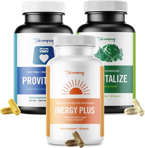 [BRSWYAQBCIPWYE3B] חברת BB Menokit Bundle | Menopause ויטמינים - Soothes Joint Aches, Boosts Energy, Mental Clarity, Gut Health | Provitalize, Previtalize & InergyPLUS | Value Bundle | Packaging Vary | 30 יום אספקה