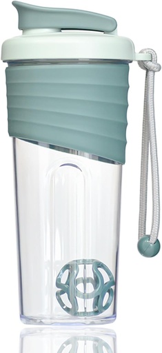 [BRSRO2QHOVYAIYA4] Protein Shaker Bottle 24oz – Teal Transparent Tritan with Measurement Scale, Silicone Grip & Teal Shaker Ball – Perfect for Protein Shakes, Smoothies, and Supplements
