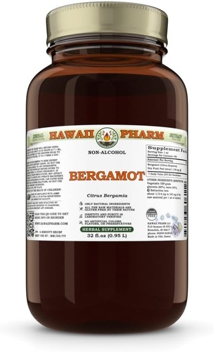 [BRSRAAA6O4CRU3YV] Bergamot (Citrus Bergamia) suhi sadni olupek glicerit, izdelan na Havajih, vse naravno, Vegan, Lab Tested Alkohol-free Liquid Extract - 32 fl.oz