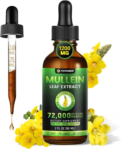 [BRSRA237OVYG2CLB] Mullein Drops for Lungs, 3-in-1 Mullein Leaf Extract for Lungs Health, Herbal Respiratory Lung Health Support Supplement, Support Immune & Digestive Wellness, Sugar & Alcohol-Free - 2 FL OZ