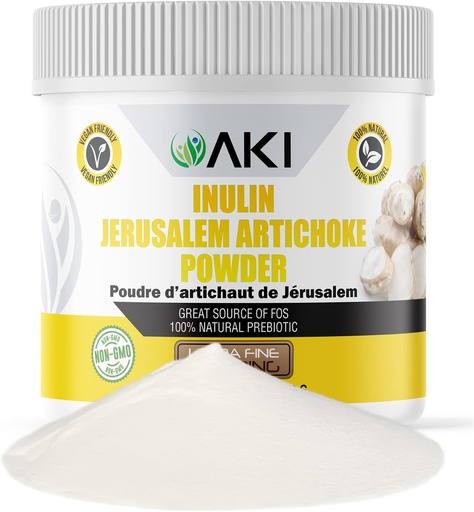 [BRSW2BI6O4AWEFYY] AKI Inulin Jeruzsálem Articsóka Powder (6oz / 170g) Jó a Fiber & Prebiotic, Ideális kávé, Smoothies, Juice & Egyéb ételek - Vegán, gluténmentes (1-es csomag)