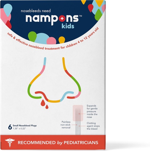[BRSROEA6O4FBMGTF] Nampons Kids Nosebleed Stoppers - 6 Easy to Use Nose Bleed Stopper Plugs Kit for Kids. Trusted by Pediatricians. Hypoallergenic Clotting Agent Stops Nosebleeds Fast On Contact. Safe and Pain-Free