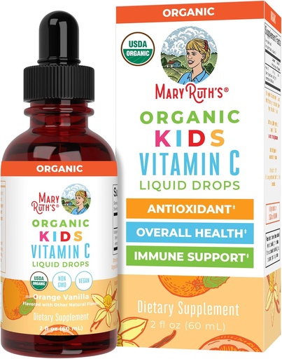 [BRSWYBQKPMBWEHLB] MaryRuth Organics USDA Kids Vitamine C Drops.com Supplément de soutien immunitaire végétalien pour les enfants de 4 à 13 ans.