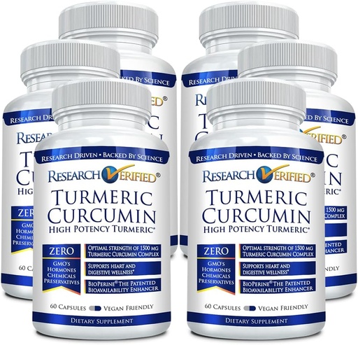 [BRSWICQHPIMWKFTY] Research Verified Turmeric Curcumin - with BioPerine, Curcumin C3 Complex - Vegan - Made in The USA - 360 Capsules