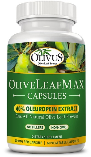 [BRSWIGAFBV6RUD3I] OliveLeafMAX Olive Leaf Extract (40% Oleuroepin) + Organic Olive Leaf Powder + No Fillers + 60 Vegetarian Capsules + Sourced from Spain and Manufactured in USA at GMP Facility