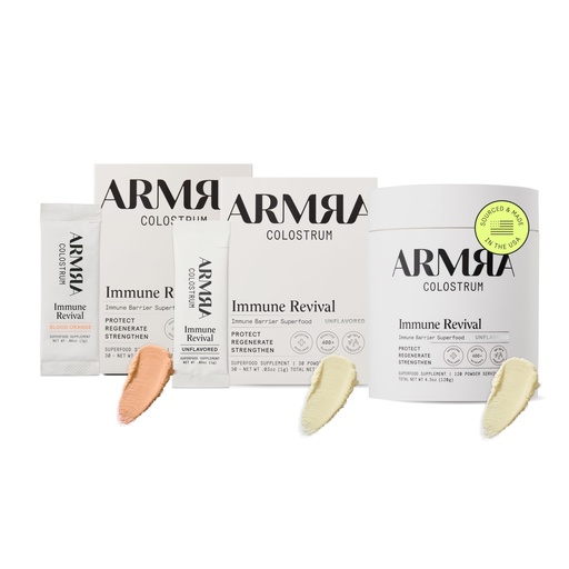[BRSRAATRA4AWMHY7] ARMRA Colostrum™ Premium Powder, Grass Fed, Gut Health Bloating Immunity Skin & Hair, Contains 400+ Bioactive Nutrients, Keto, Gluten & Fat Free (Blood Orange, Unflavored Bundle | 180 Servings)