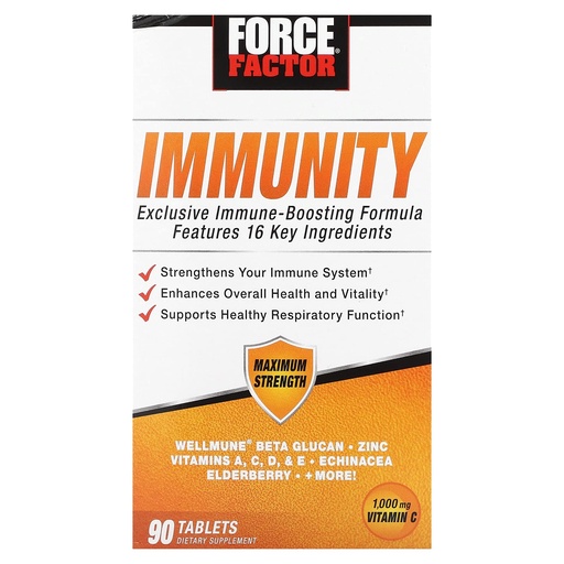 [BRSWY2QHA4AQEYAV] Force Factor Immunity, Immune Support Booster with Elderberry and 1000mg of Vitamin C, Plus Vitamin D, Zinc, Probiotics, Quercetin, Antioxidants, and Echinacea for Immune Health Defense, 90 Tablets