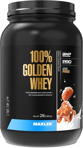 [BRSRMAY2CMBQM3TV] Maxler 100% Golden Whey Protein - 24g Protein per Servieren - Premium Whey Protein Powder for Pre Post Workout - Schnell-Absorbierende Whey Konzentrat, Isolate & Hydrolysate Blend - Gesalzene Caramel 2 lb