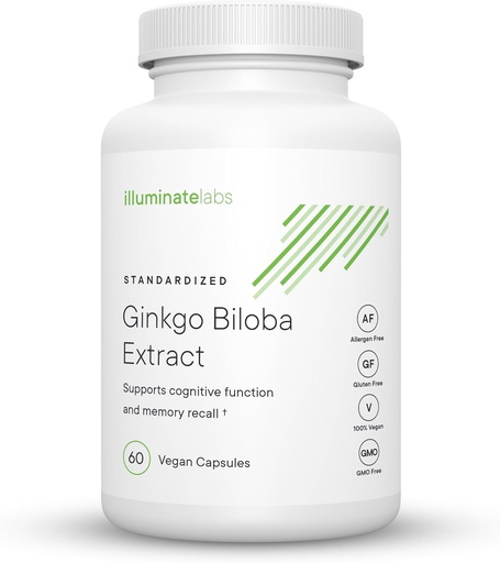 [BRSWGCAEBBYGCDY4] Illuminate Labs Ginkgo Biloba Extract Capsules | 240 mg | Supports Focus, Concentration, Memory, Short-Term Cognitive Function | Third-Party Tested and Backed by Medical Research