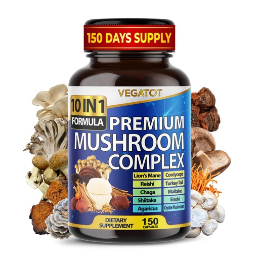 [BRSW2CALAB7BAF3Z] 10 in 1 High Strength Mushroom Supplement - Lions Mane, Cordyceps, Reishi - Brain Supplements for Memory and Focus ** 5-Month Supply