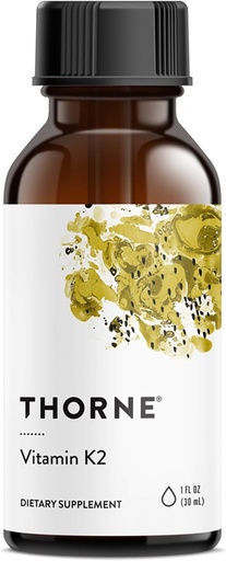 [BRSWIYQPAQPBADLG] THORNE - Vitamin K2 Liquid (1 mg per drop) - Koncentrerad vitamin K2 Supplement för hjärt- och benstöd* - Gluten, Dairy & Soy-Free - 1 Fl Oz