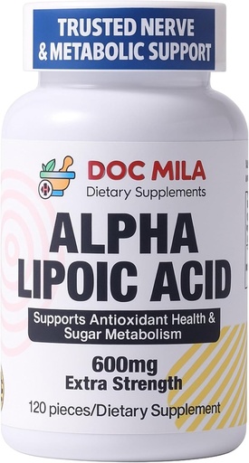 [BRSW2CDRCQGW2D3K] Alpha Lipoic Acid 600mg 120 Caplets - Nerve Sciatica Peripheral Neuropathy Support - Gluten Free, Vegan & Non-GMO for Adults
